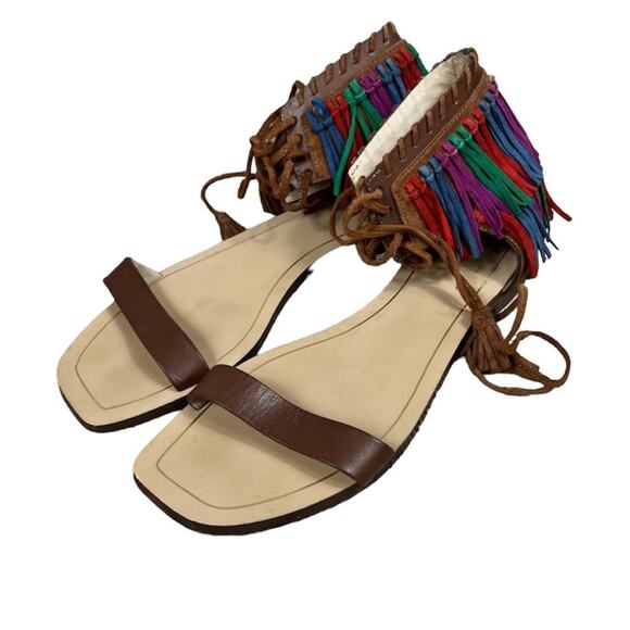 Zara Multicolor Fringe Sandals - Picture 1 of 13